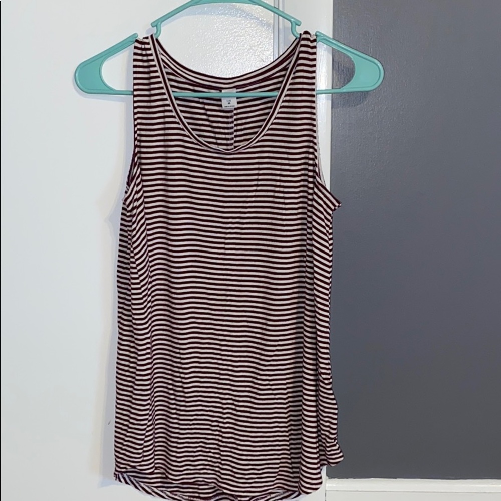 Old Navy- Maroon and White Striped Tank Top